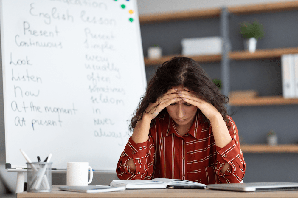Exhausted teacher